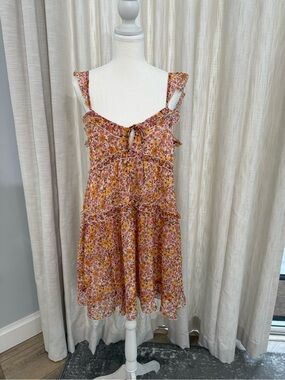 Patrons of Peace Floral Midi Dress in Rust Pink and Mustard